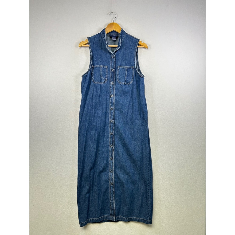 TY Wear Women's Denim‎ Maxi Dress Sleeveless Button Front Collared Size 10